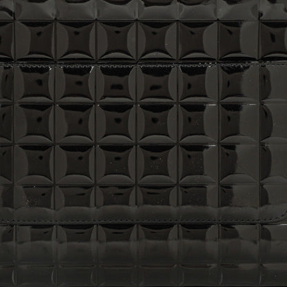 Chanel Chocolate Bar Aktentasche aus schwarzem Lackleder mit silberfarbener Hardware