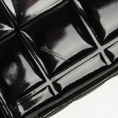Chanel Chocolate Bar Aktentasche aus schwarzem Lackleder mit silberfarbener Hardware