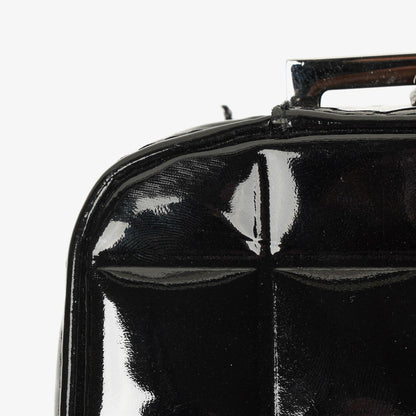 Chanel Chocolate Bar Aktentasche aus schwarzem Lackleder mit silberfarbener Hardware