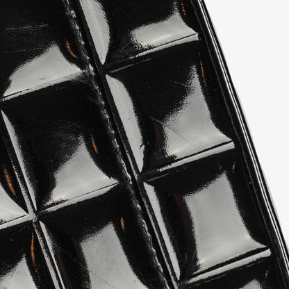 Chanel Chocolate Bar Aktentasche aus schwarzem Lackleder mit silberfarbener Hardware