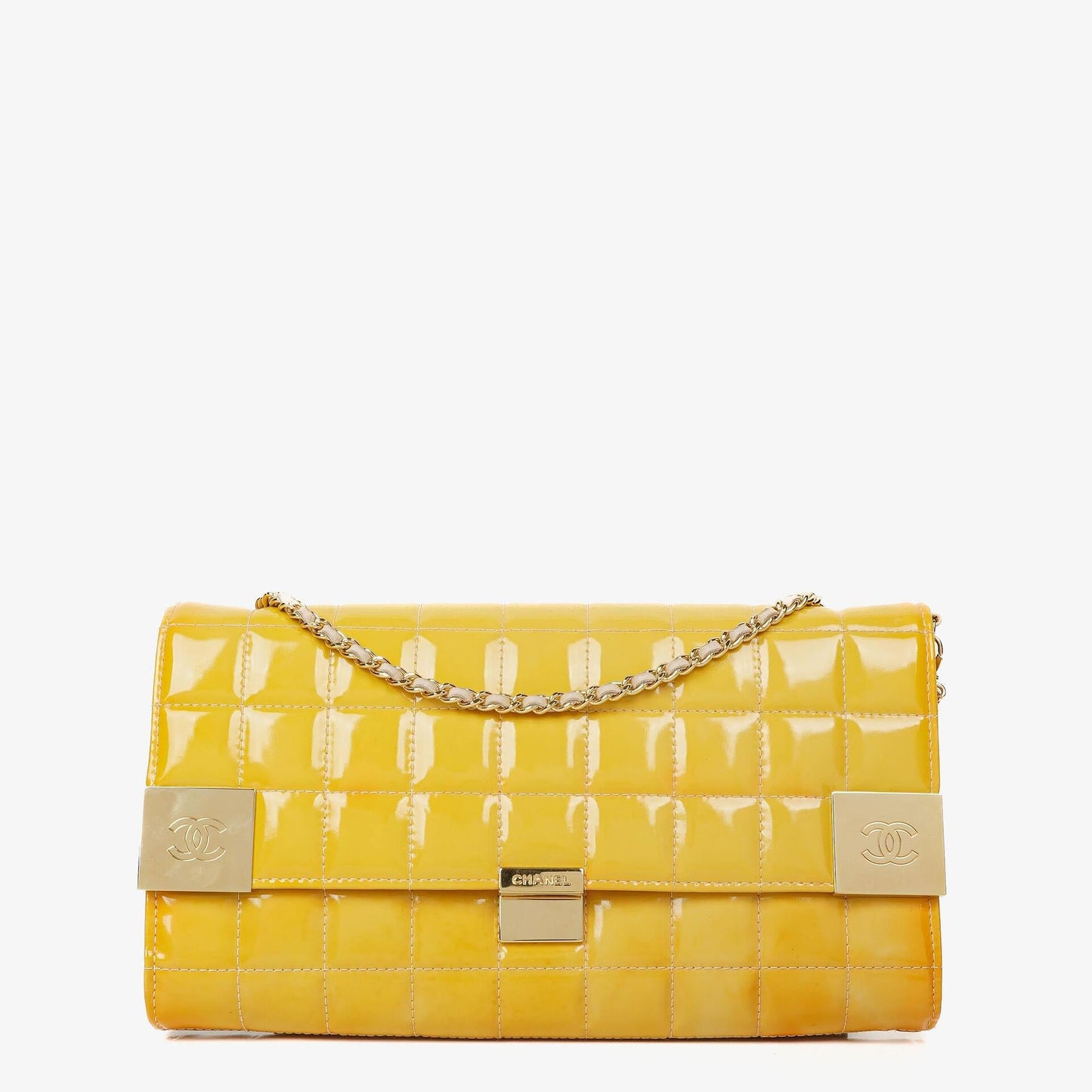 Chanel Chocolate Bar East West Schultertasche aus Lackleder