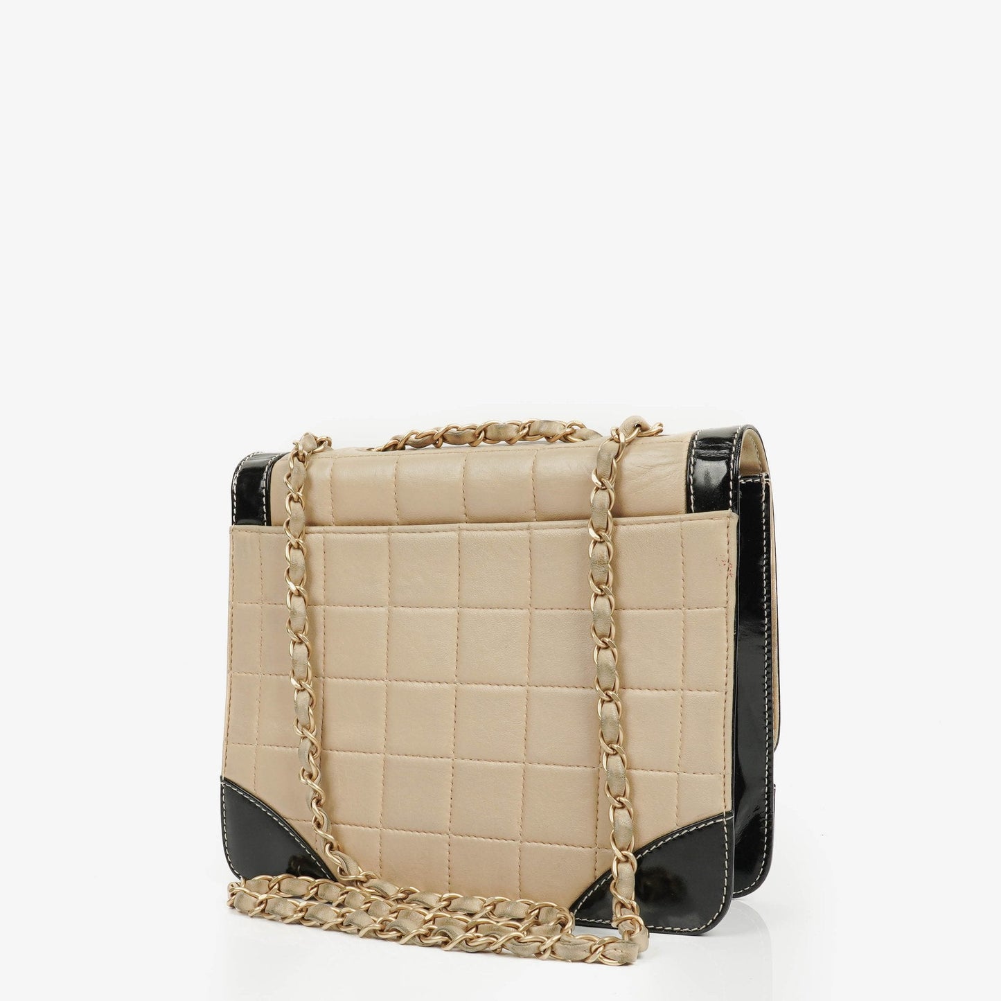 Chanel Chocolate Bar Single Flap Tasche aus Lammleder und Lackleder