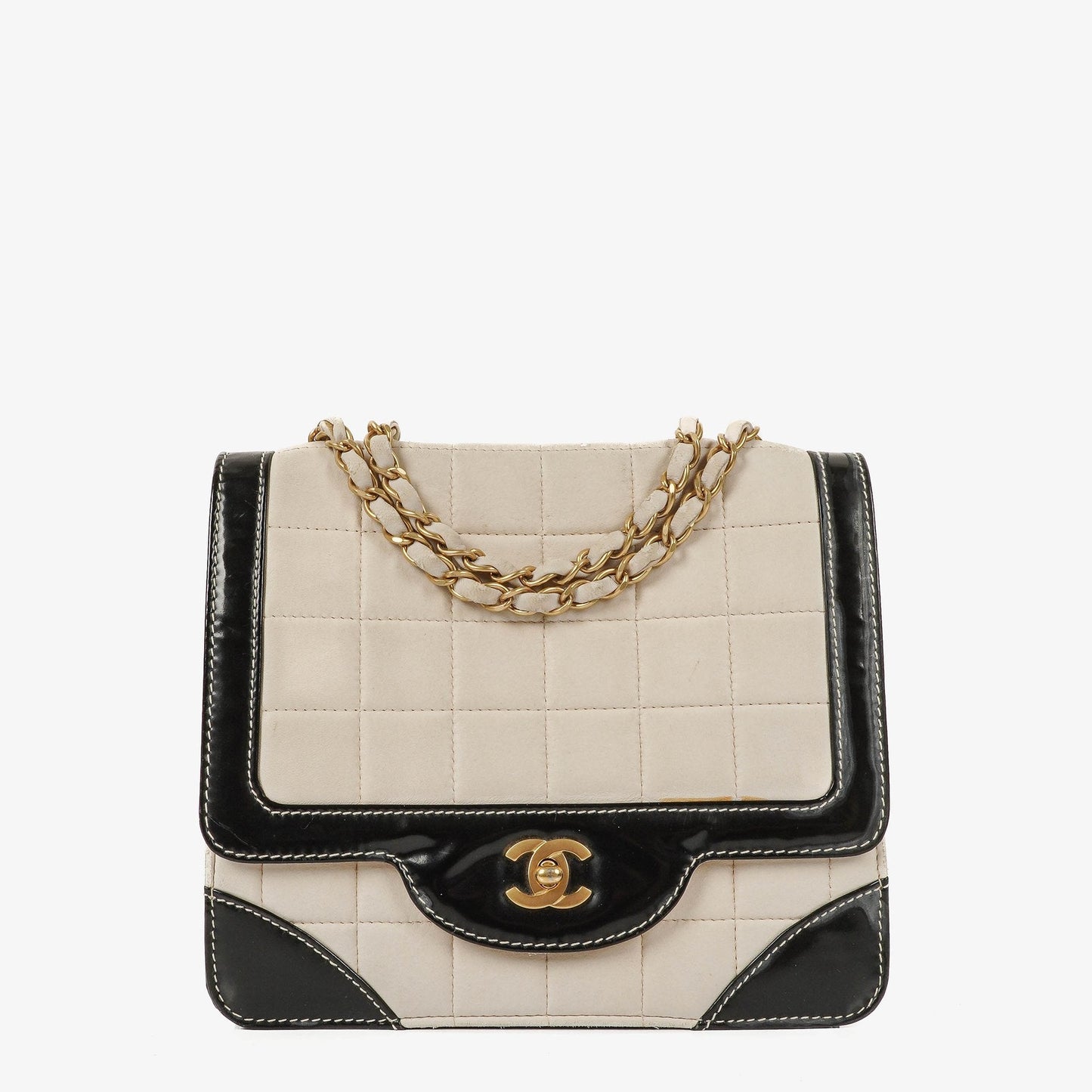 Chanel Chocolate Bar Single Flap Tasche aus Leder und Lackleder
