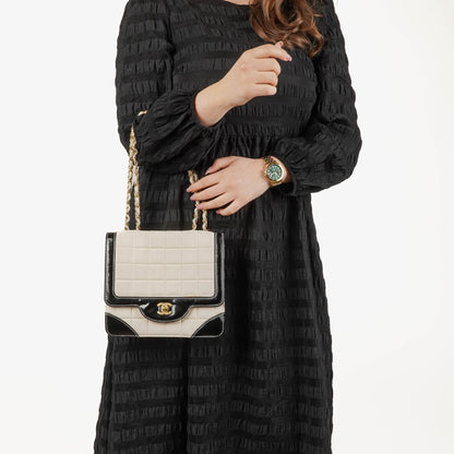 Chanel Chocolate Bar Single Flap Tasche aus Leder und Lackleder