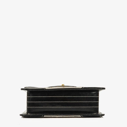 Chanel Chocolate Bar Single Flap Tasche aus Leder und Lackleder