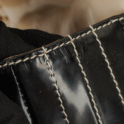 Chanel Chocolate Bar Single Flap Tasche aus Leder und Lackleder