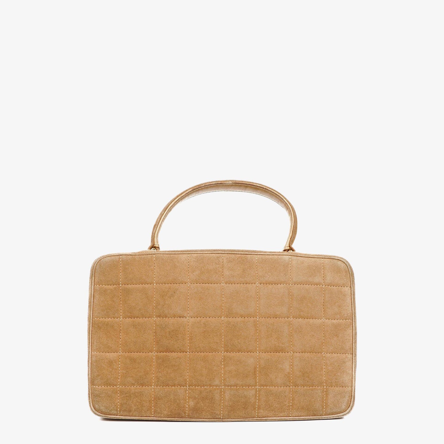 Chanel Chocolate Bar Gelb/Beige Wildleder Top-Handle Flap-Tasche