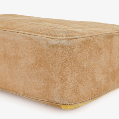 Chanel Chocolate Bar Gelb/Beige Wildleder Top-Handle Flap-Tasche
