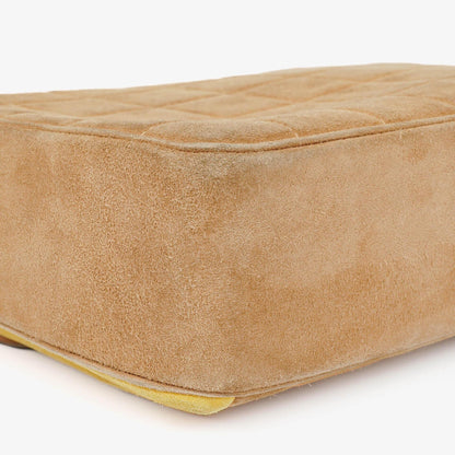 Chanel Chocolate Bar Gelb/Beige Wildleder Top-Handle Flap-Tasche