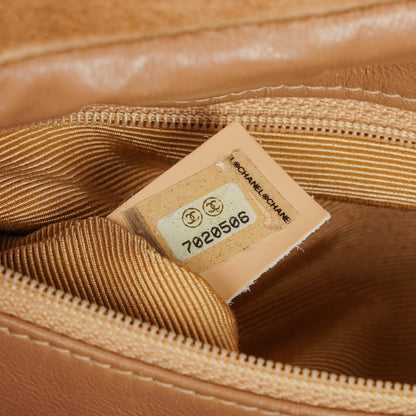 Chanel Chocolate Bar Gelb/Beige Wildleder Top-Handle Flap-Tasche