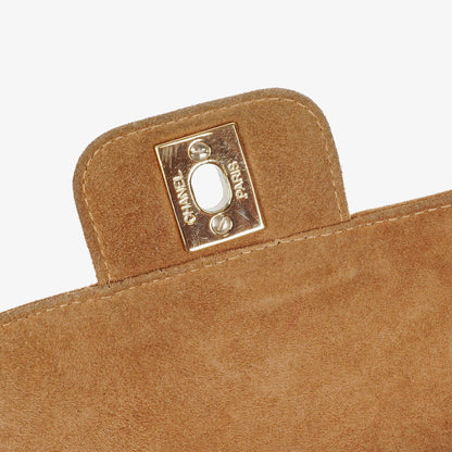 Chanel Chocolate Bar Gelb/Beige Wildleder Top-Handle Flap-Tasche