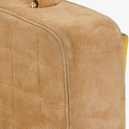 Chanel Chocolate Bar Gelb/Beige Wildleder Top-Handle Flap-Tasche