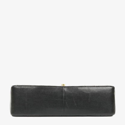 Chanel Classic Double Flap Tasche aus schwarzem gestepptem Lammleder mit 24K vergoldeter Hardware