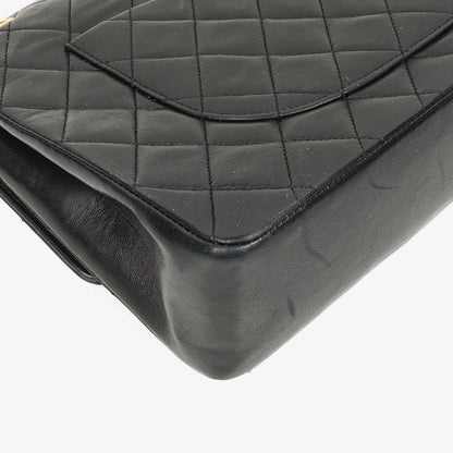 Chanel Classic Double Flap Tasche aus schwarzem gestepptem Lammleder mit 24K vergoldeter Hardware