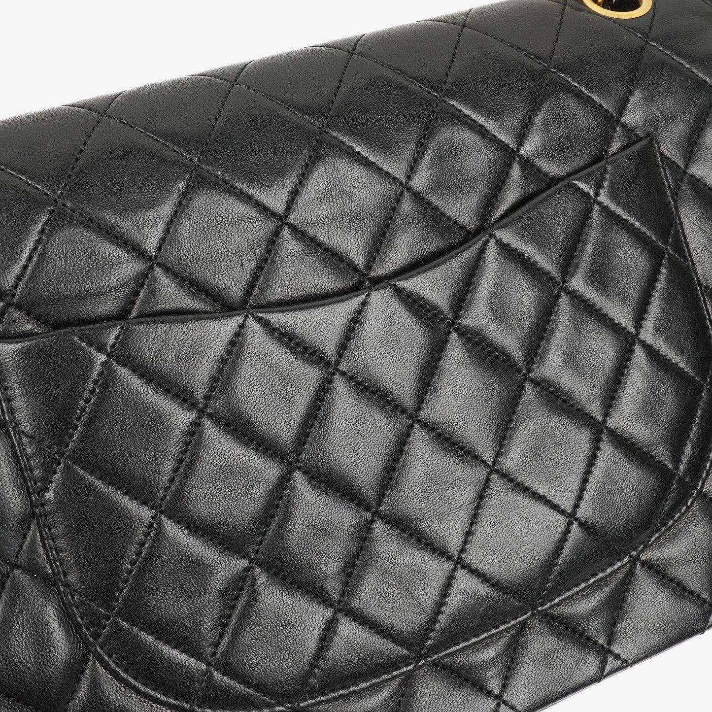 Chanel Classic Double Flap Tasche aus schwarzem gestepptem Lammleder mit 24K vergoldeter Hardware