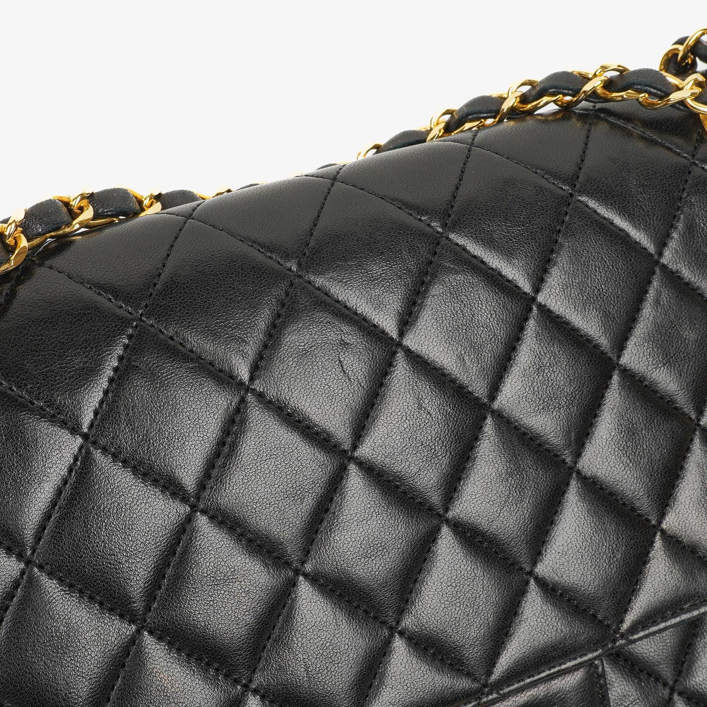 Chanel Classic Double Flap Tasche aus schwarzem gestepptem Lammleder mit 24K vergoldeter Hardware