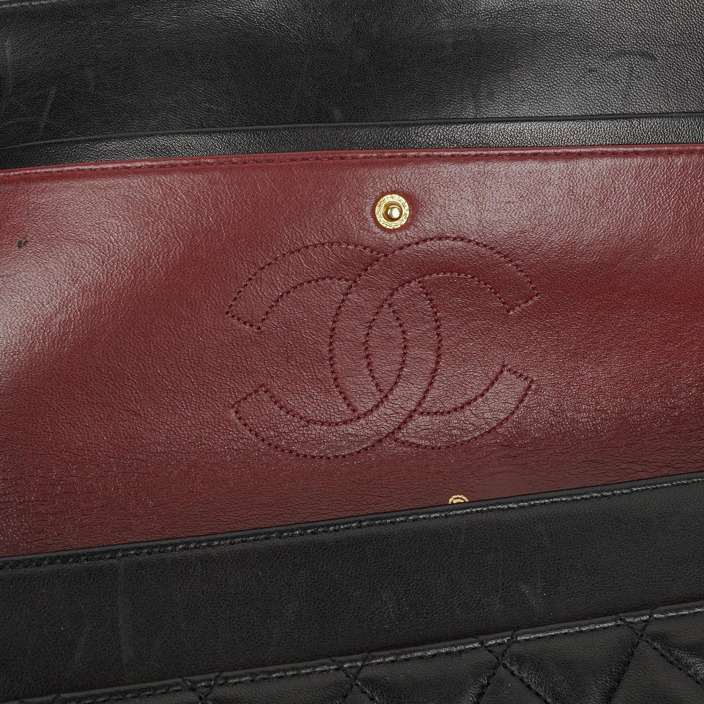 Chanel Classic Double Flap Tasche aus schwarzem gestepptem Lammleder mit 24K vergoldeter Hardware