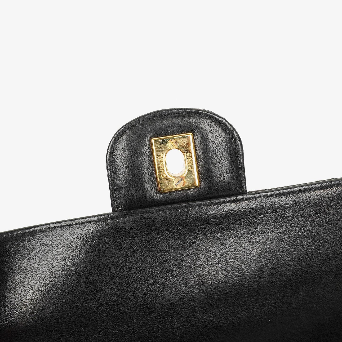 Chanel Classic Double Flap Tasche aus schwarzem gestepptem Lammleder mit 24K vergoldeter Hardware