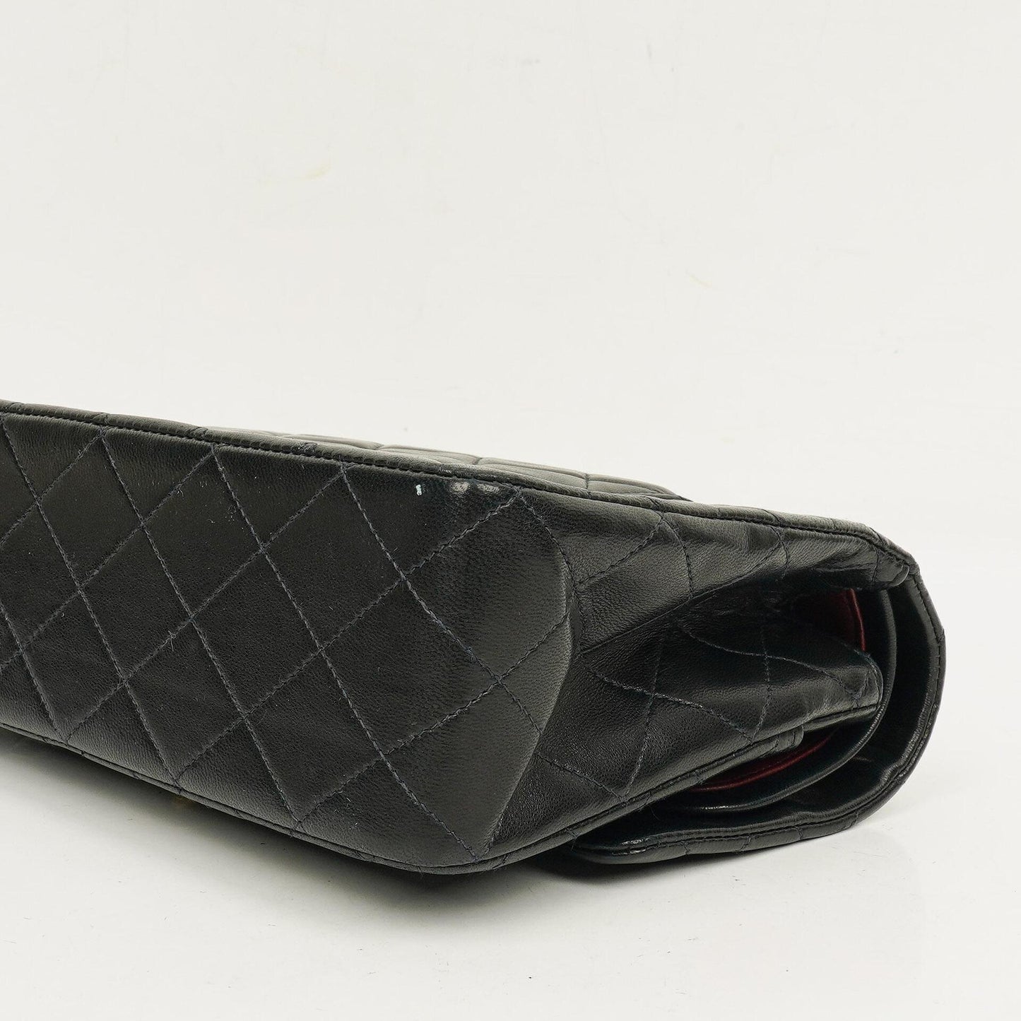CHANEL Classic Double Flap Tasche aus schwarzem gestepptem Lammleder mit 24K vergoldeter Hardware