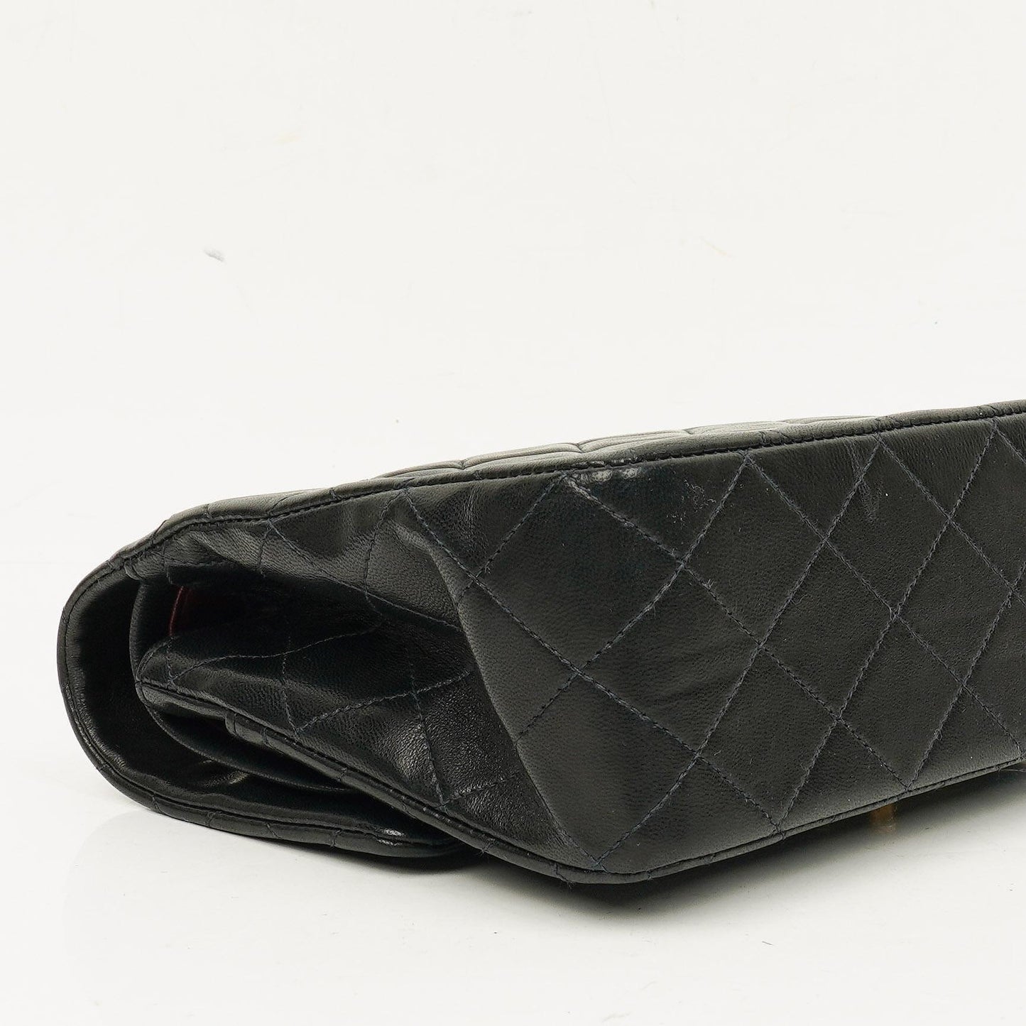 CHANEL Classic Double Flap Tasche aus schwarzem gestepptem Lammleder mit 24K vergoldeter Hardware