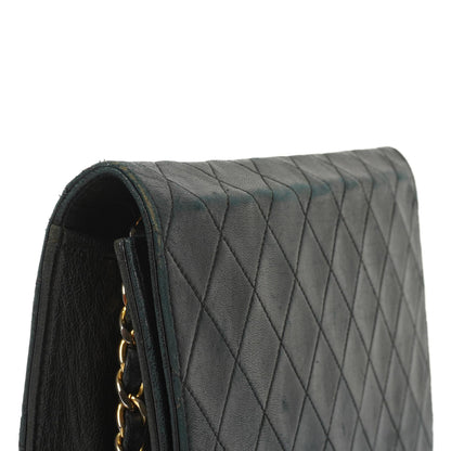 Chanel Classic schwarzes gestepptes Lammleder Full Flap Bag mit 24K goldplattierten Beschlägen