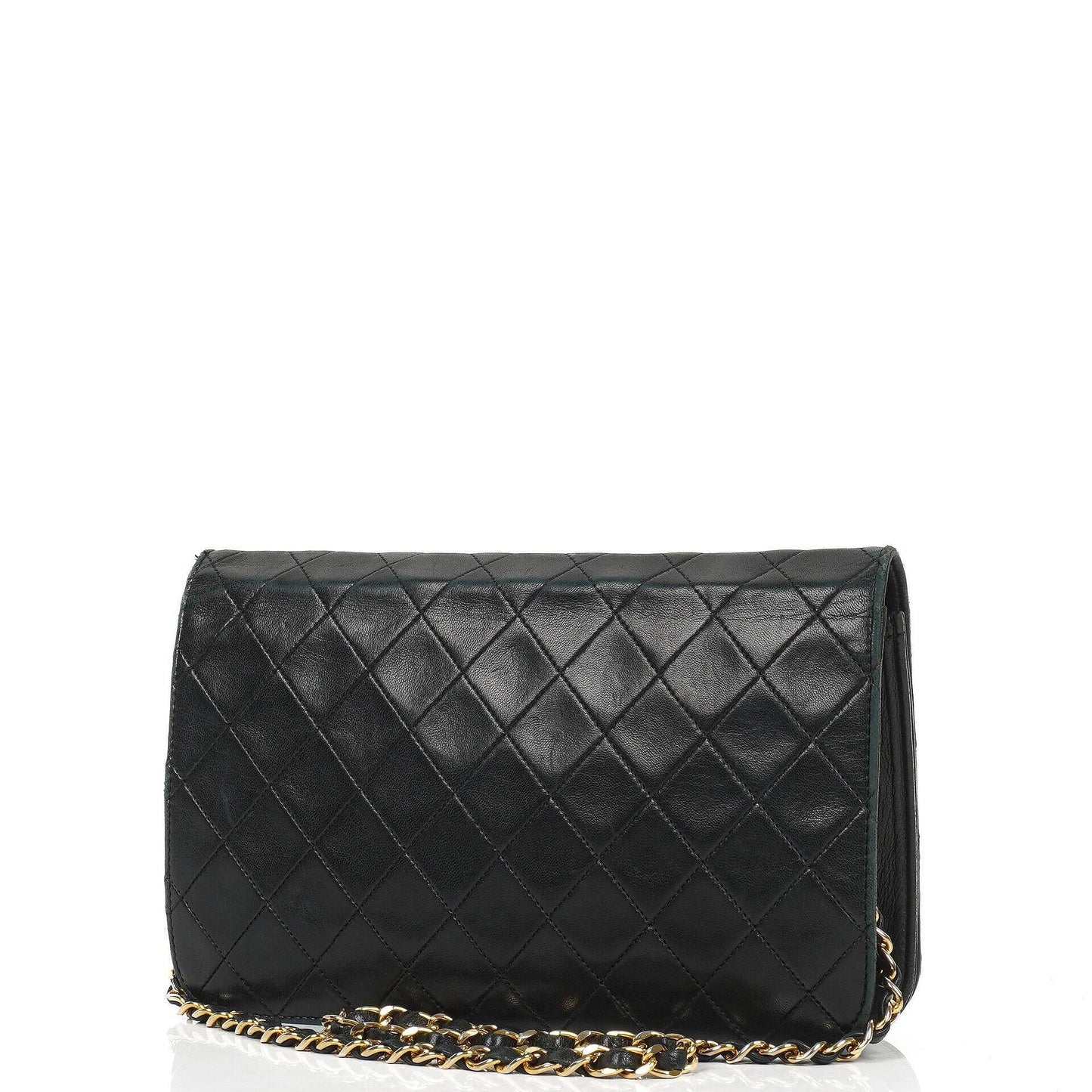 Chanel Classic schwarzes gestepptes Lammleder Full Flap Bag mit 24K goldplattierten Beschlägen
