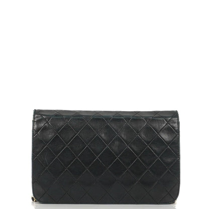 Chanel Classic schwarzes gestepptes Lammleder Full Flap Bag mit 24K goldplattierten Beschlägen
