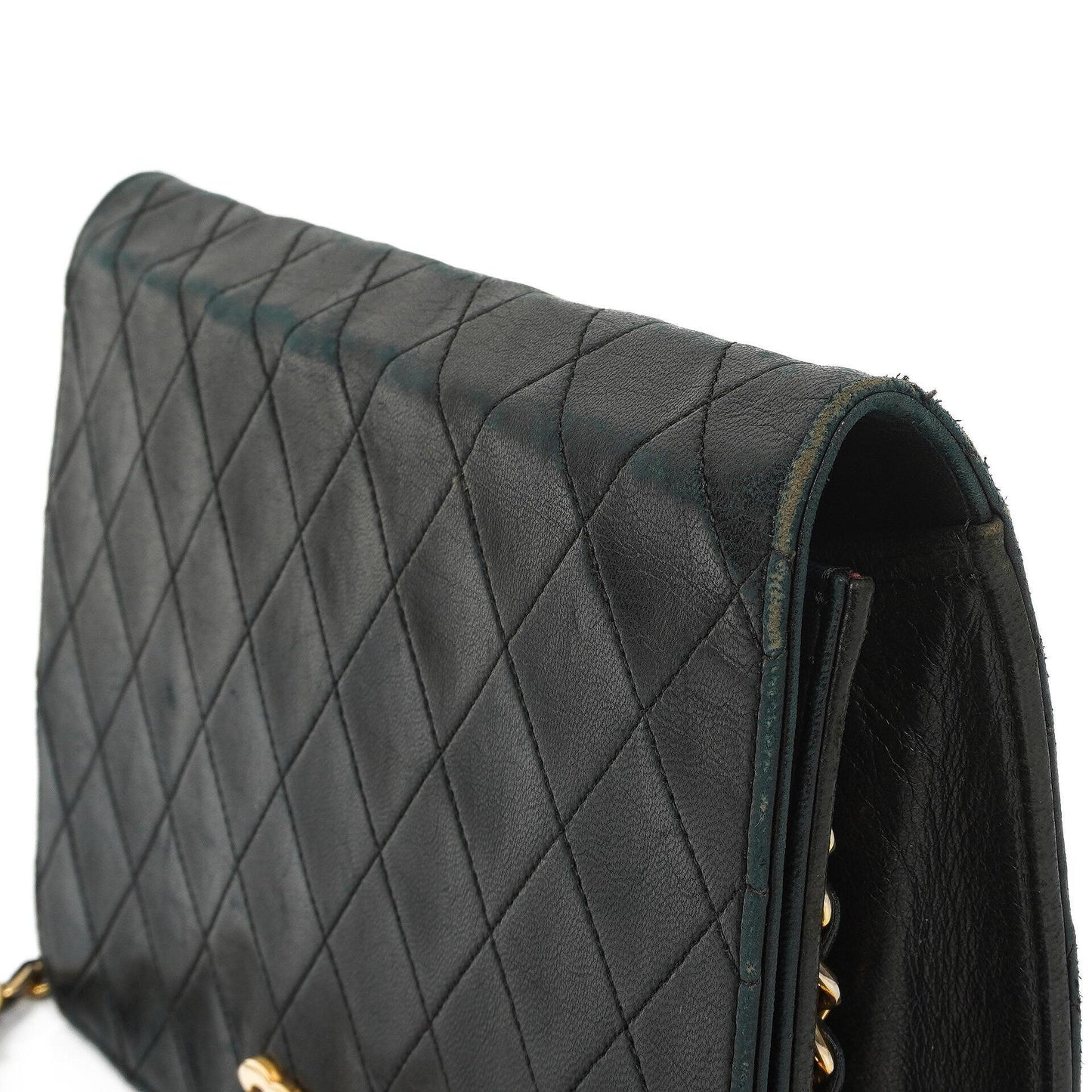 Chanel Classic schwarzes gestepptes Lammleder Full Flap Bag mit 24K goldplattierten Beschlägen