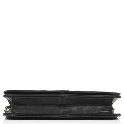 Chanel Classic schwarzes gestepptes Lammleder Full Flap Bag mit 24K goldplattierten Beschlägen