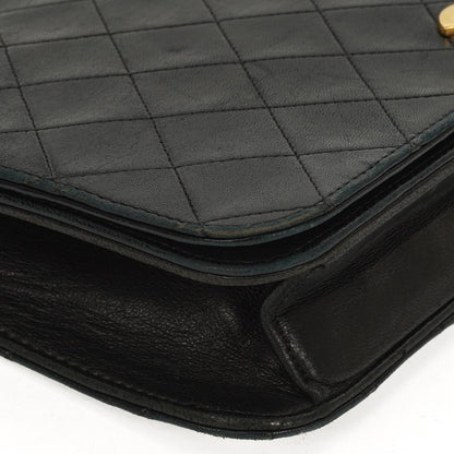 Chanel Classic schwarzes gestepptes Lammleder Full Flap Bag mit 24K goldplattierten Beschlägen