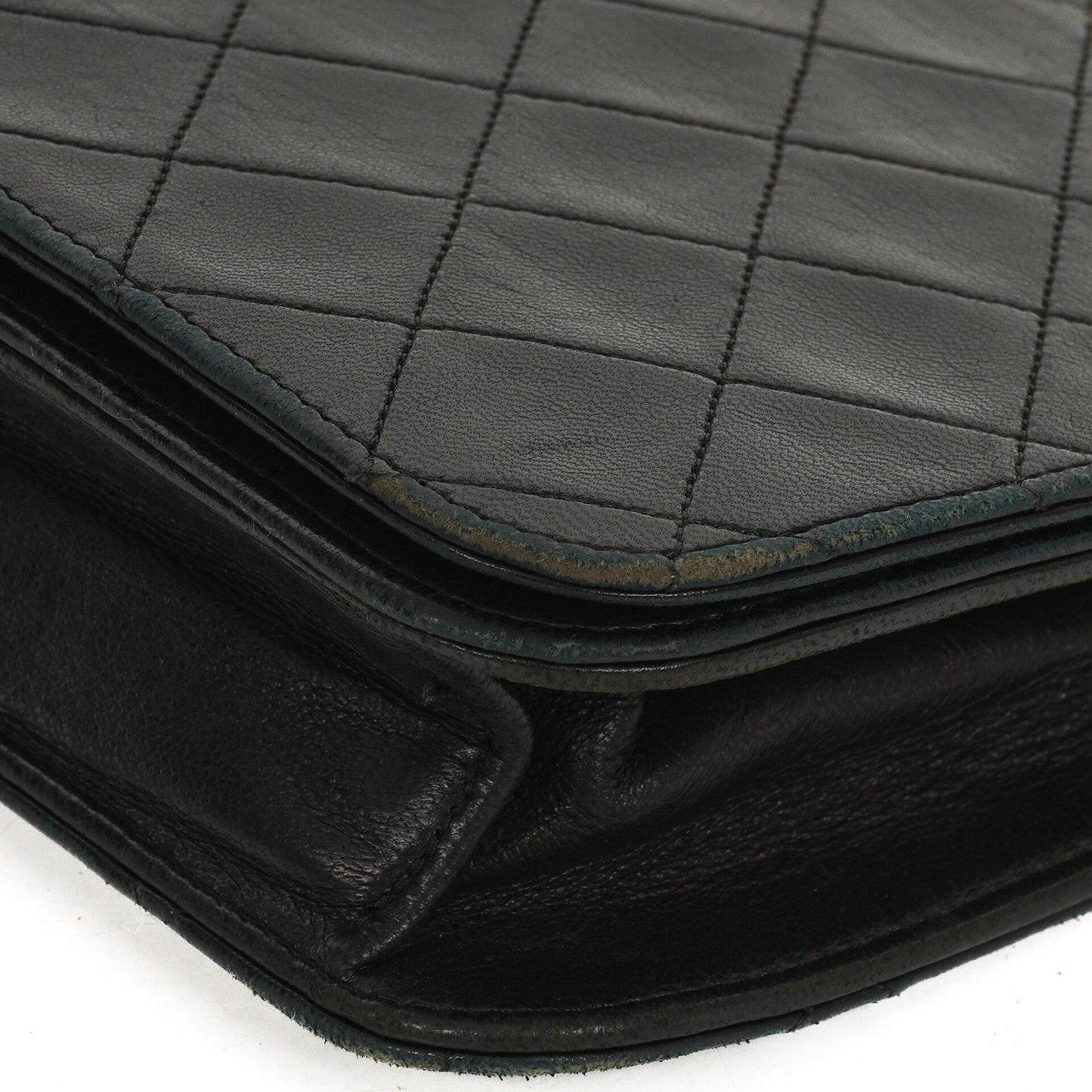 Chanel Classic schwarzes gestepptes Lammleder Full Flap Bag mit 24K goldplattierten Beschlägen