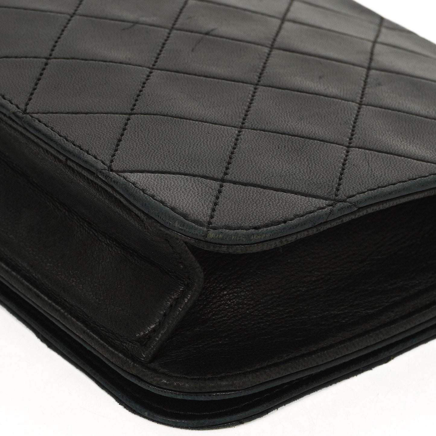 Chanel Classic schwarzes gestepptes Lammleder Full Flap Bag mit 24K goldplattierten Beschlägen