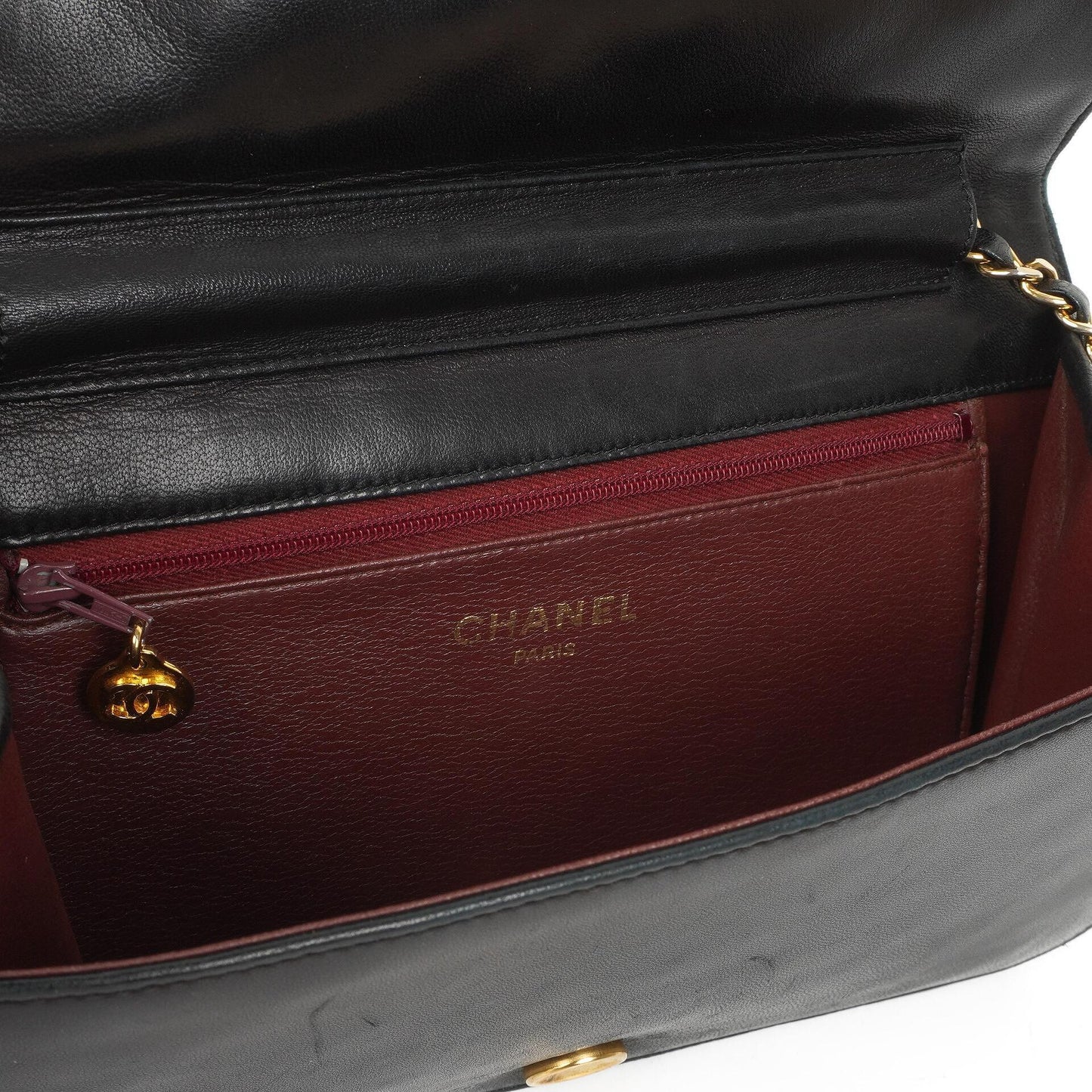 Chanel Classic schwarzes gestepptes Lammleder Full Flap Bag mit 24K goldplattierten Beschlägen