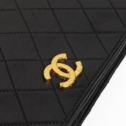 Chanel Classic Full Flap Bag aus schwarzem gestepptem Lammleder mit 24K goldplattierten Beschlägen