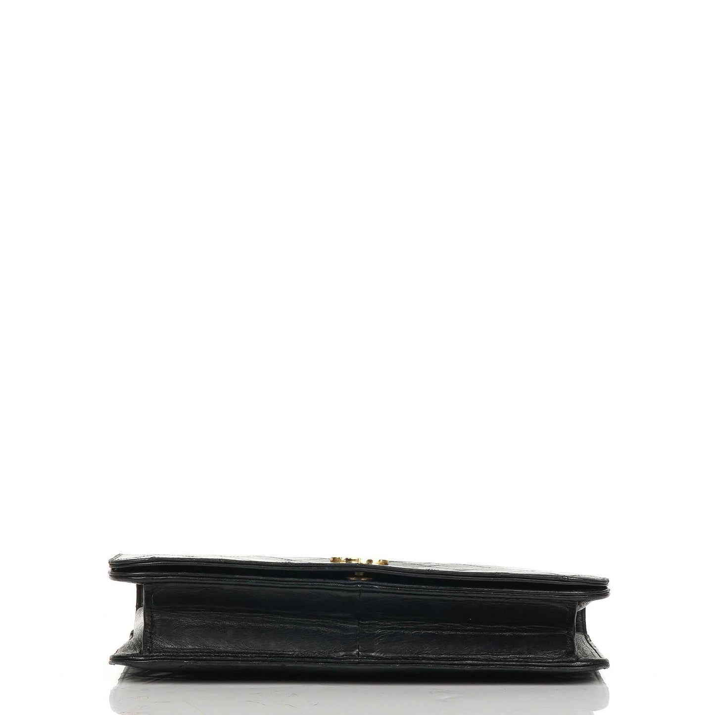 Chanel Classic Full Flap Bag aus schwarzem gestepptem Lammleder mit 24K goldplattierten Beschlägen