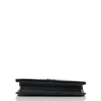 Chanel Classic Full Flap Bag aus schwarzem gestepptem Lammleder mit 24K goldplattierten Beschlägen