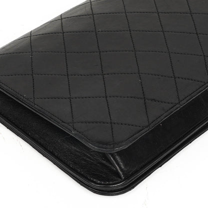 Chanel Classic Full Flap Bag aus schwarzem gestepptem Lammleder mit 24K goldplattierten Beschlägen