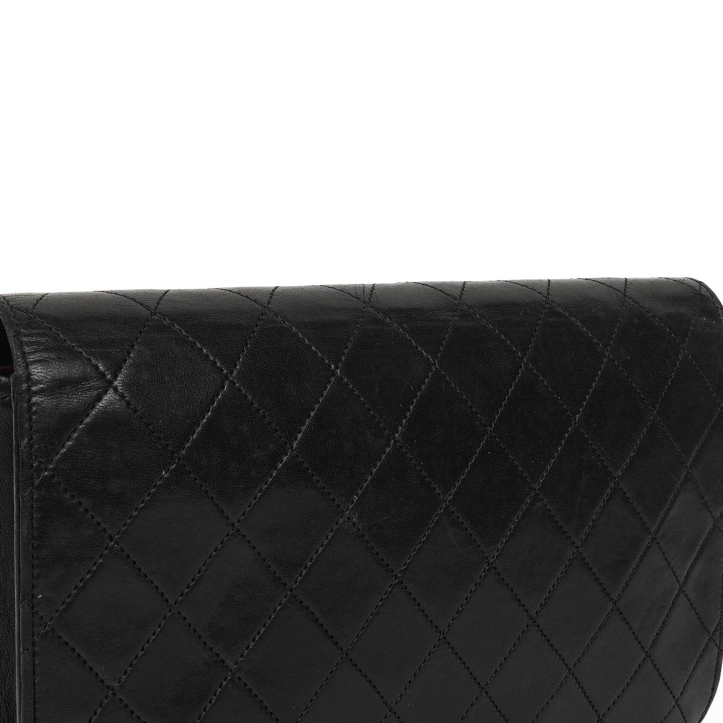 Chanel Classic Full Flap Bag aus schwarzem gestepptem Lammleder mit 24K goldplattierten Beschlägen