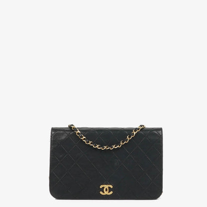 Chanel Classic Full Flap Bag Schwarz Gequiltetes Lammleder mit 24K Gold Hardware