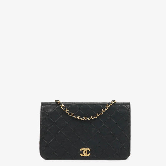 Chanel Classic Full Flap Bag Schwarz Gequiltetes Lammleder mit 24K Gold Hardware