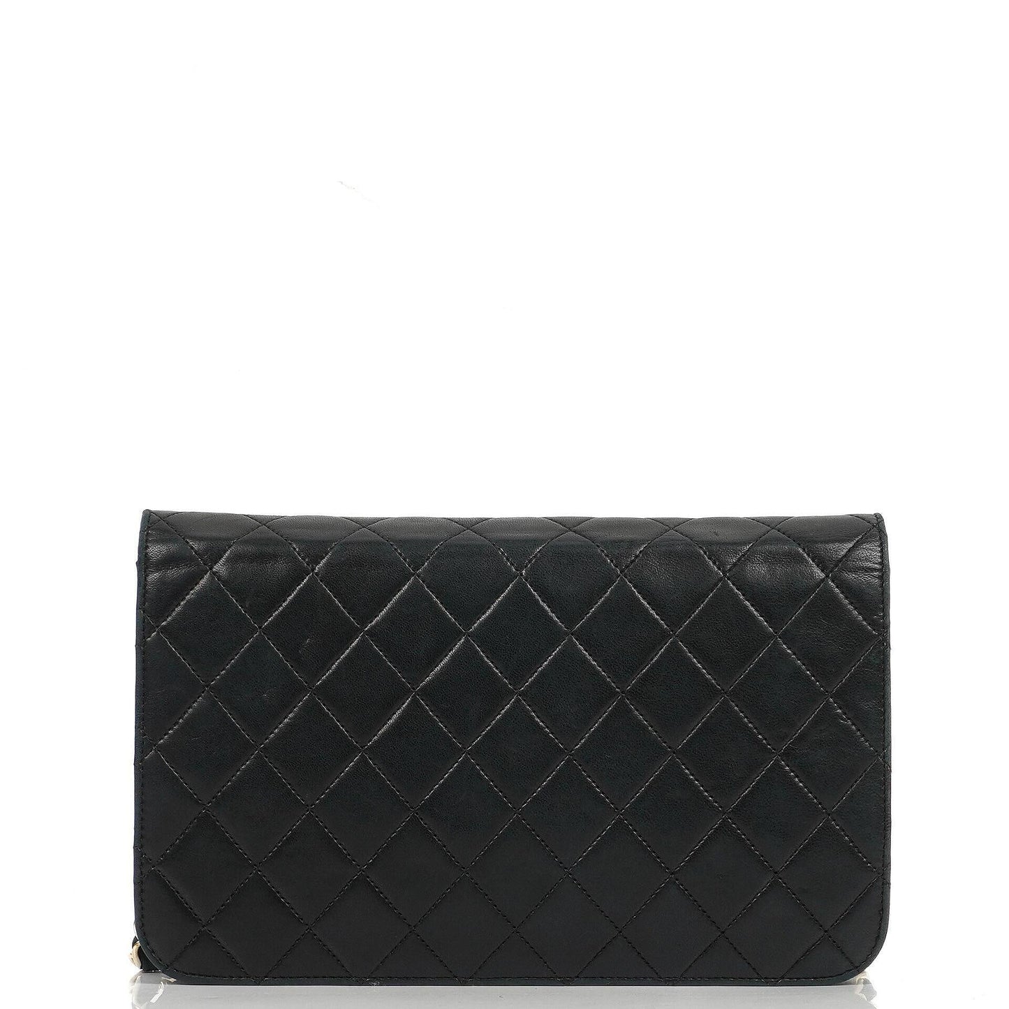 Chanel Classic Full Flap Tasche aus schwarzem gestepptem Lammleder mit 24K goldplattierten Beschlägen
