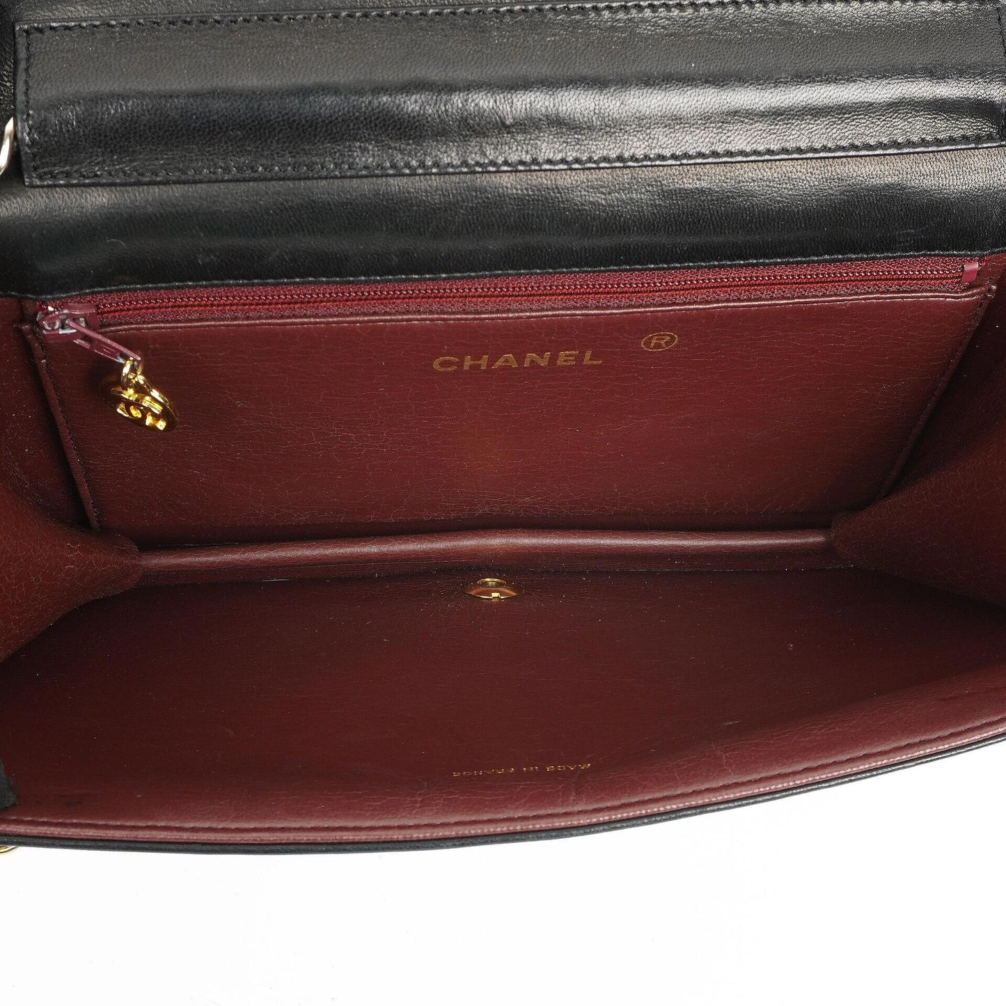 Chanel Classic Full Flap Tasche aus schwarzem gestepptem Lammleder mit 24K goldplattierten Beschlägen