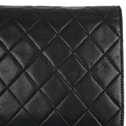 Chanel Classic Full Flap Tasche aus schwarzem gestepptem Lammleder mit 24K goldplattierten Beschlägen