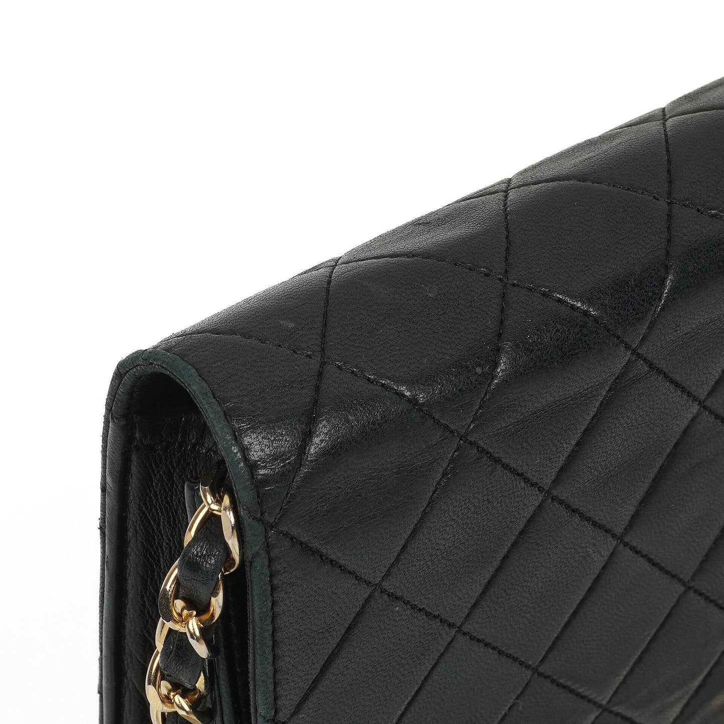 Chanel Classic Full Flap Tasche aus schwarzem gestepptem Lammleder mit 24K goldplattierten Beschlägen