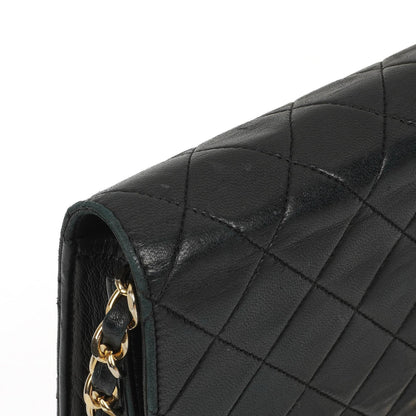 Chanel Classic Full Flap Tasche aus schwarzem gestepptem Lammleder mit 24K goldplattierten Beschlägen