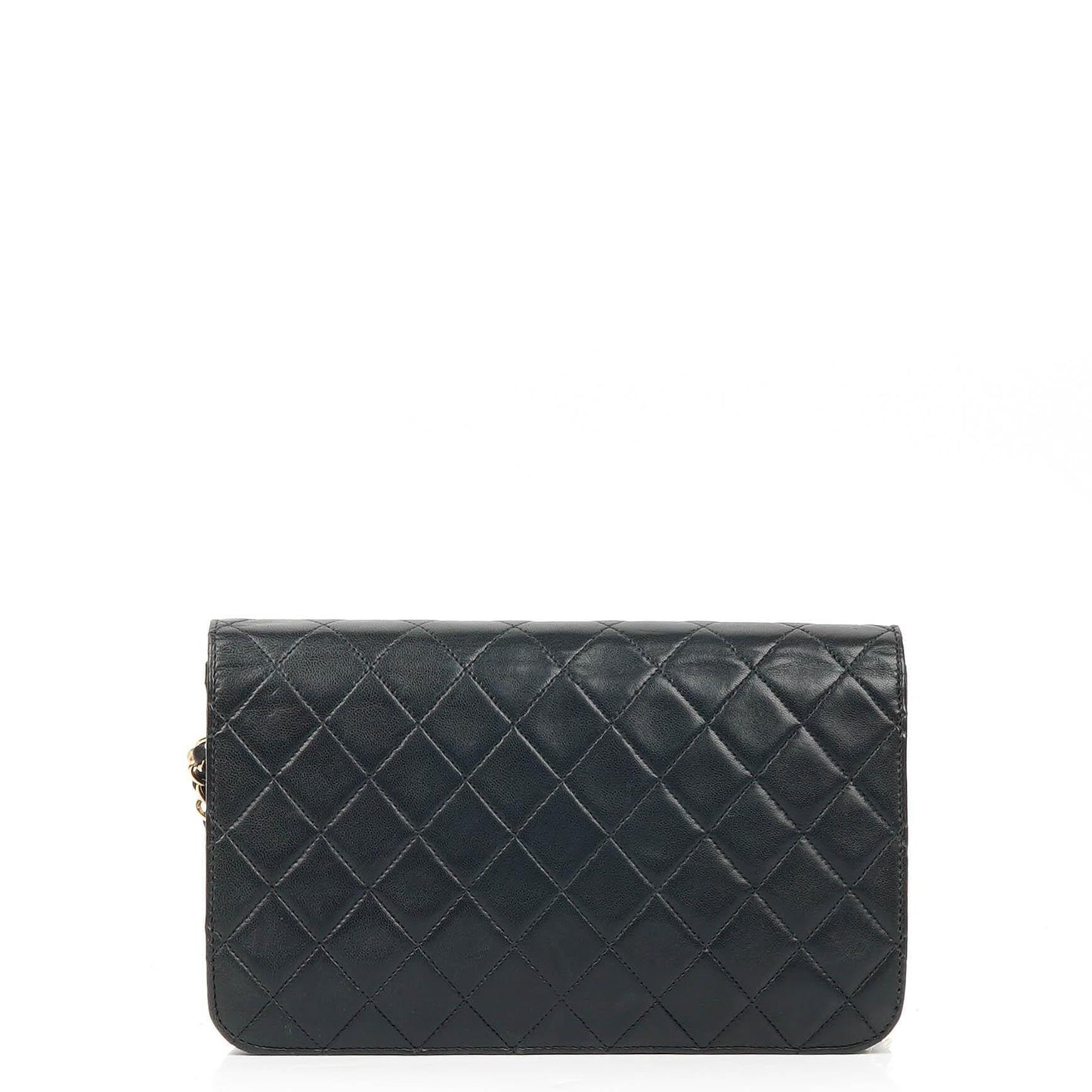 Chanel Classic Flap Bag aus schwarzem gestepptem Lammleder mit goldfarbener Hardware