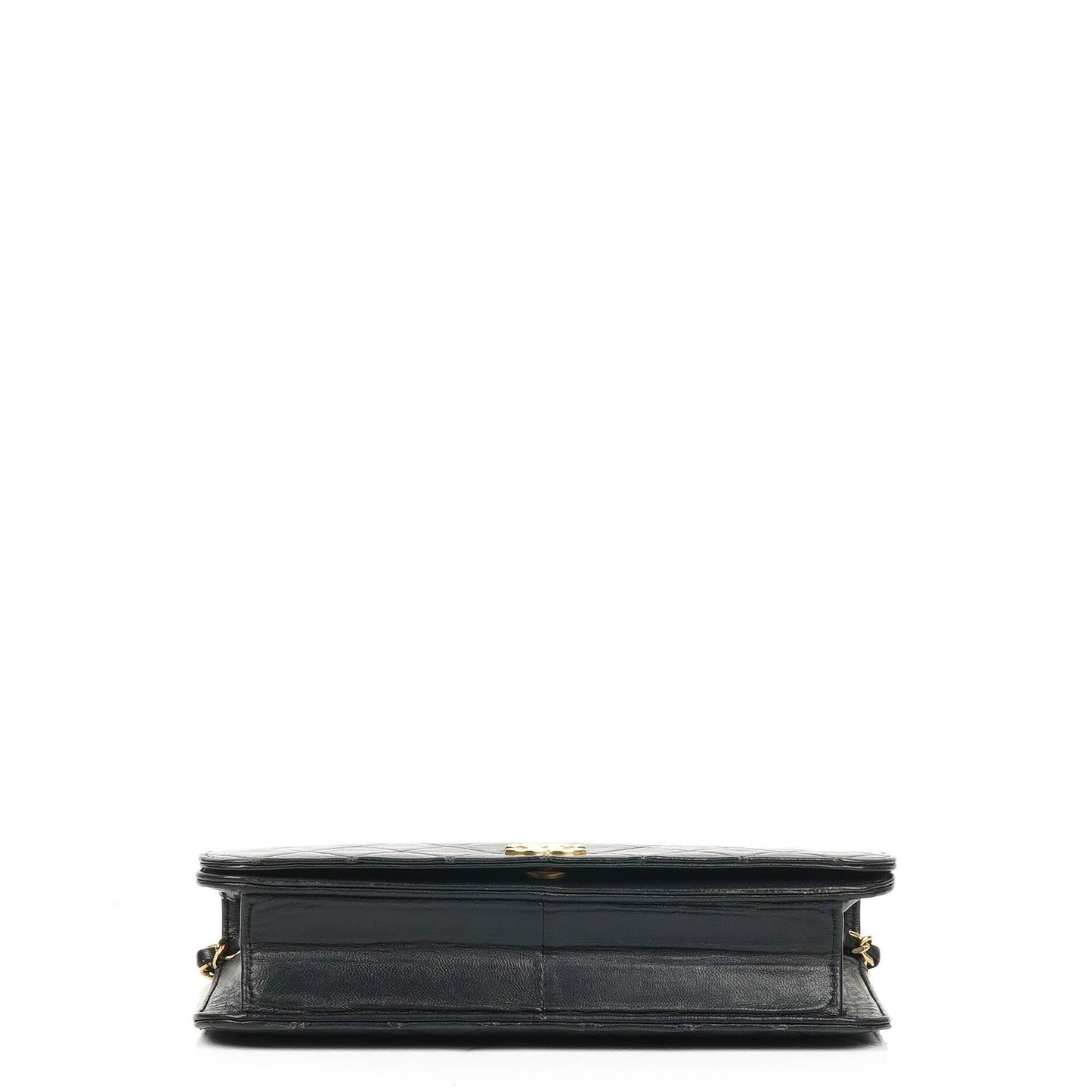Chanel Classic Flap Bag aus schwarzem gestepptem Lammleder mit goldfarbener Hardware