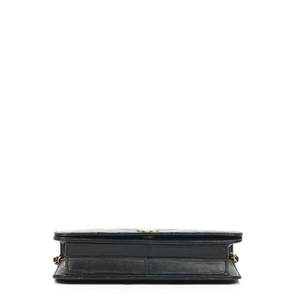 Chanel Classic Flap Bag aus schwarzem gestepptem Lammleder mit goldfarbener Hardware