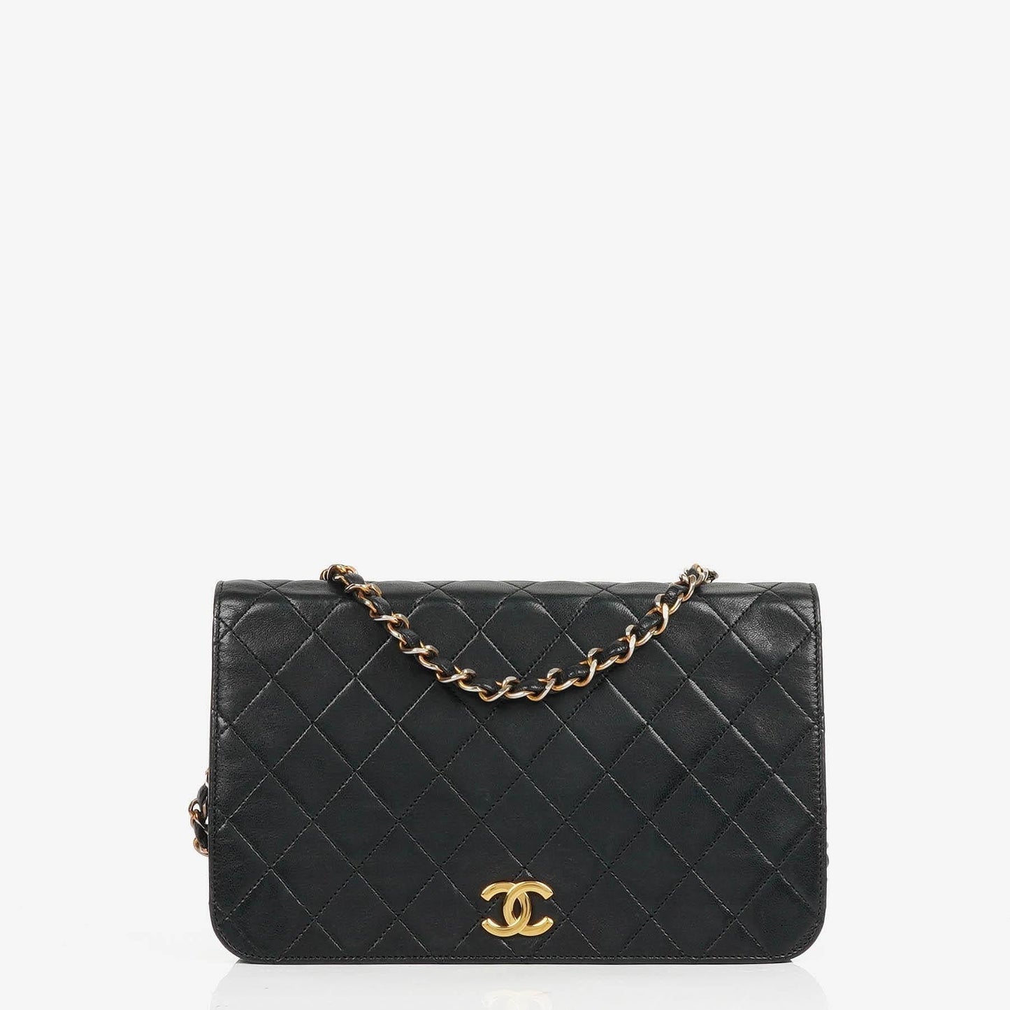 Chanel Classic Full Flap Bag Schwarz Gequiltetes Lammleder mit Gold Hardware