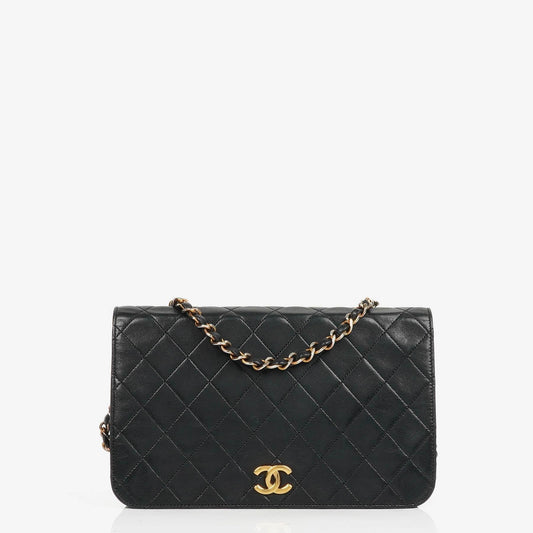 Chanel Classic Full Flap Bag Schwarz Gequiltetes Lammleder mit Gold Hardware